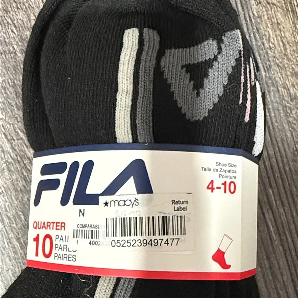 10 pair Fila WoMen's Black and Gray Athletic Socks